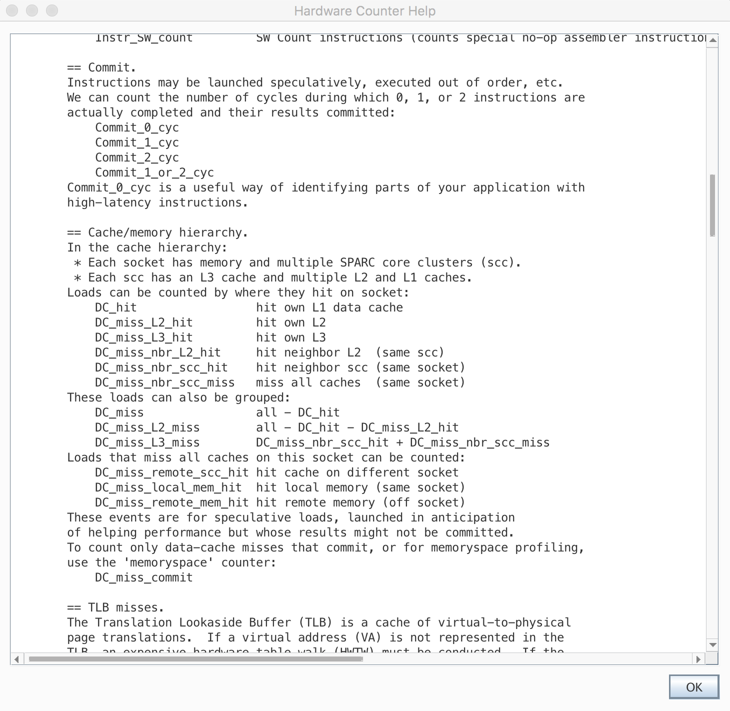 image:New processor-specific help that provides overviews of key                                     hardward counters